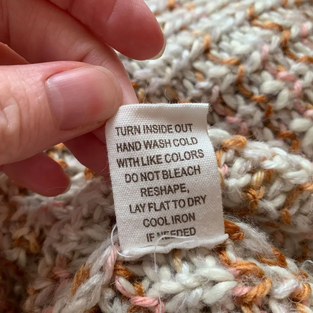 Blu Pepper Marled Knit Button Front Cardigan Sweater Cream Brown Pink Size Small - Image 9