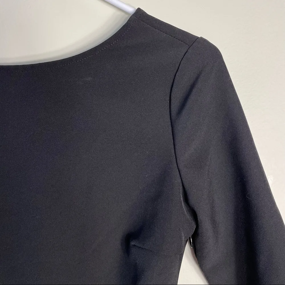 Oodji ultra black 3/4 sleeves minidress ballet style cross on the back short Size XS - Image 2