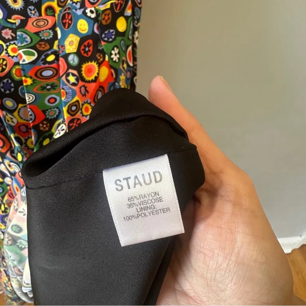 Staud Yin Yang Multicolored Print Dress Sleeveless Endo Milla Abstract Floral 4 Red - Image 5