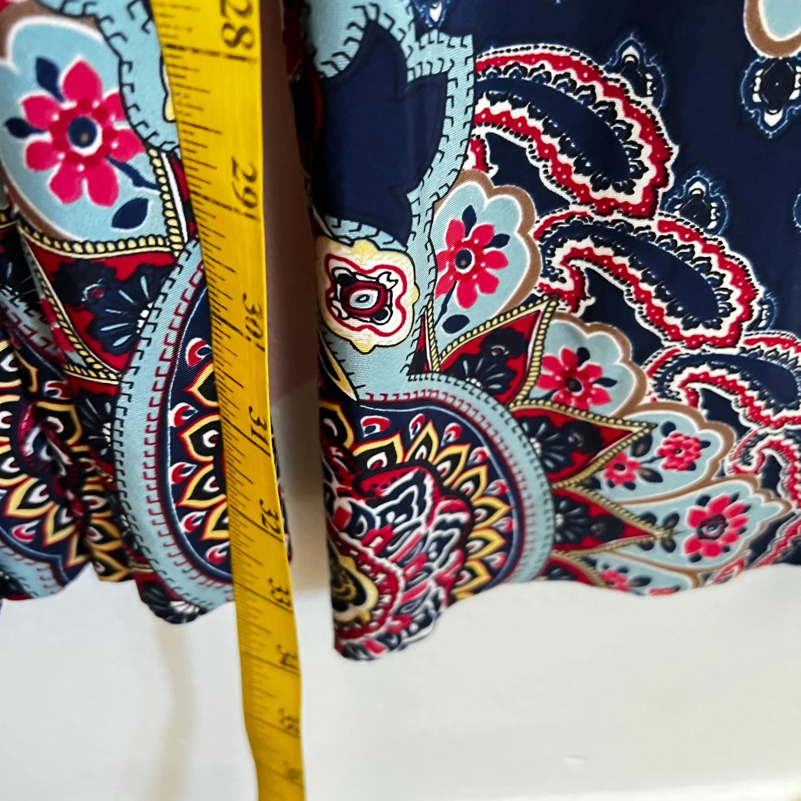 Blue Paisley Palazzo Pants Wide Leg Boho Bohemian Festival Retro Small - Image 5