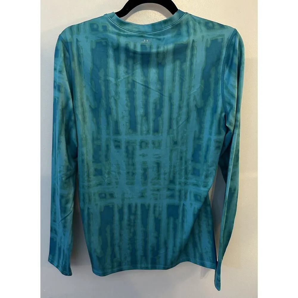 Under Armour Cold Gear Fitted Fleece Lined Long Sleeve Top Womens Large Tie Dye - Image 2