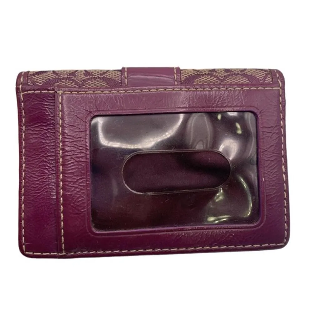 COACH Purple Signature Canvas Card Holder - Image 2