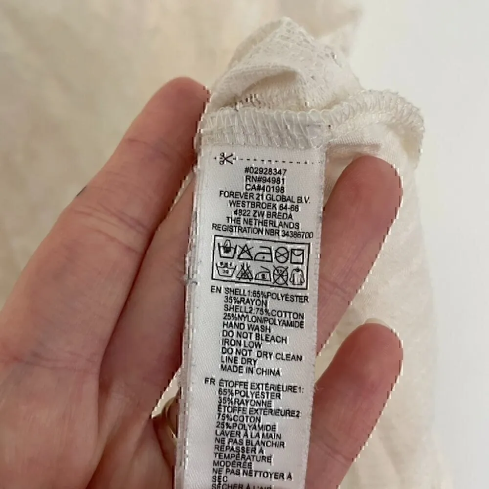 FOREVER 21 White Floral Lace Front / Solid Back Mixed Media Twee Racerback Tank - Image 8