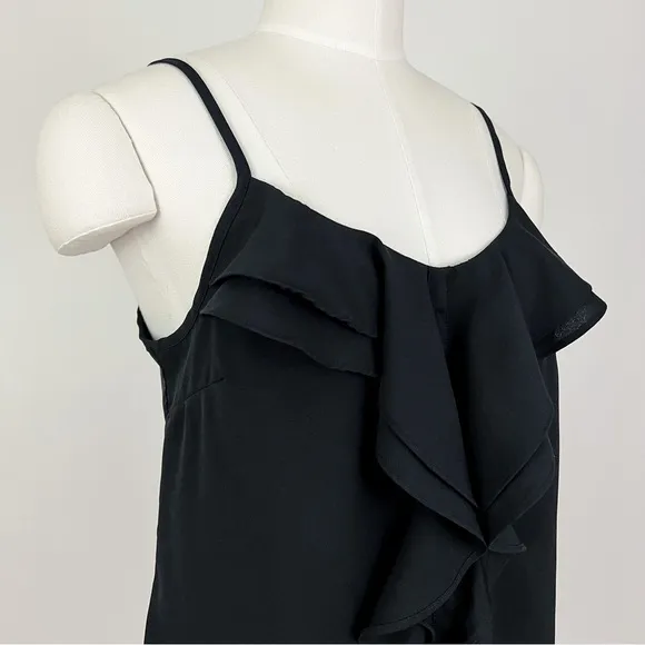 Ruffle Detail Tank Top in Black | Size S - Image 2