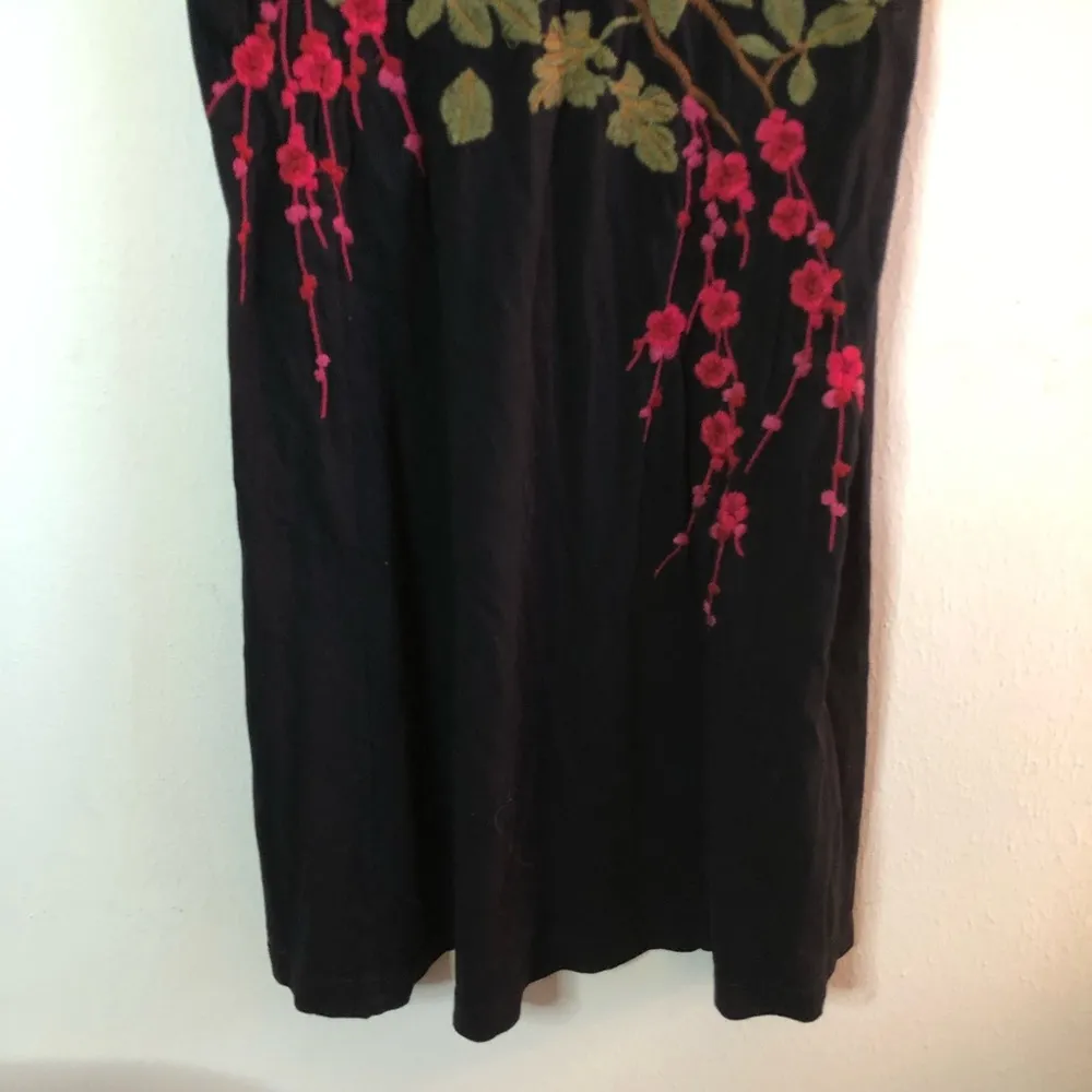 Johnny Was Dress Floral Roses Embroidered on Black Background Dress Sz XS GUC - Image 4