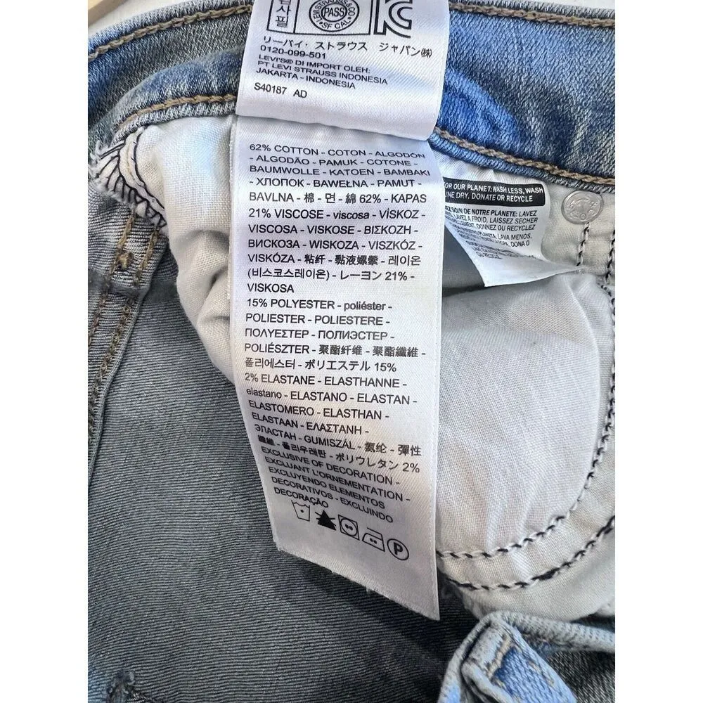 Levi's Mile High Super Skinny Jeans Size 27 Waist Light Wash‎ Blue Stretch Denim - Image 8