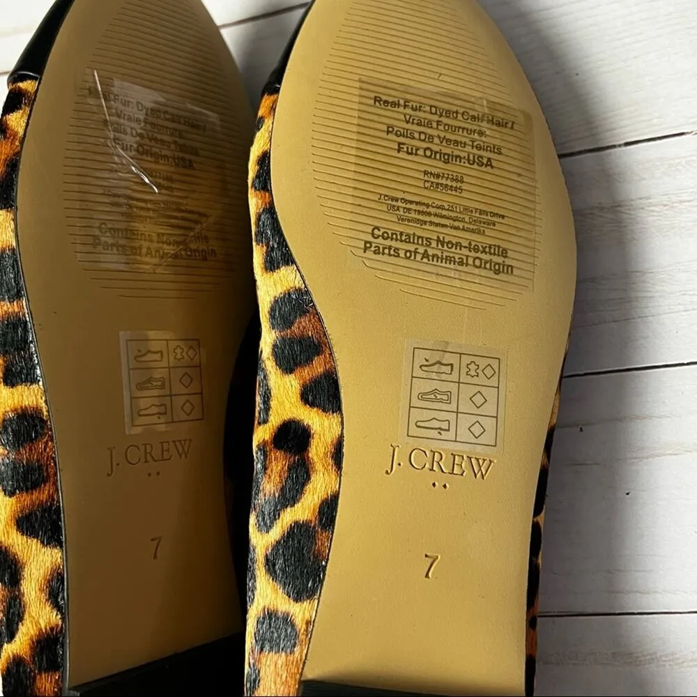 J.Crew Womens Leopard Calf Hair Captoe Ballet Flats Sz 7 - Image 7