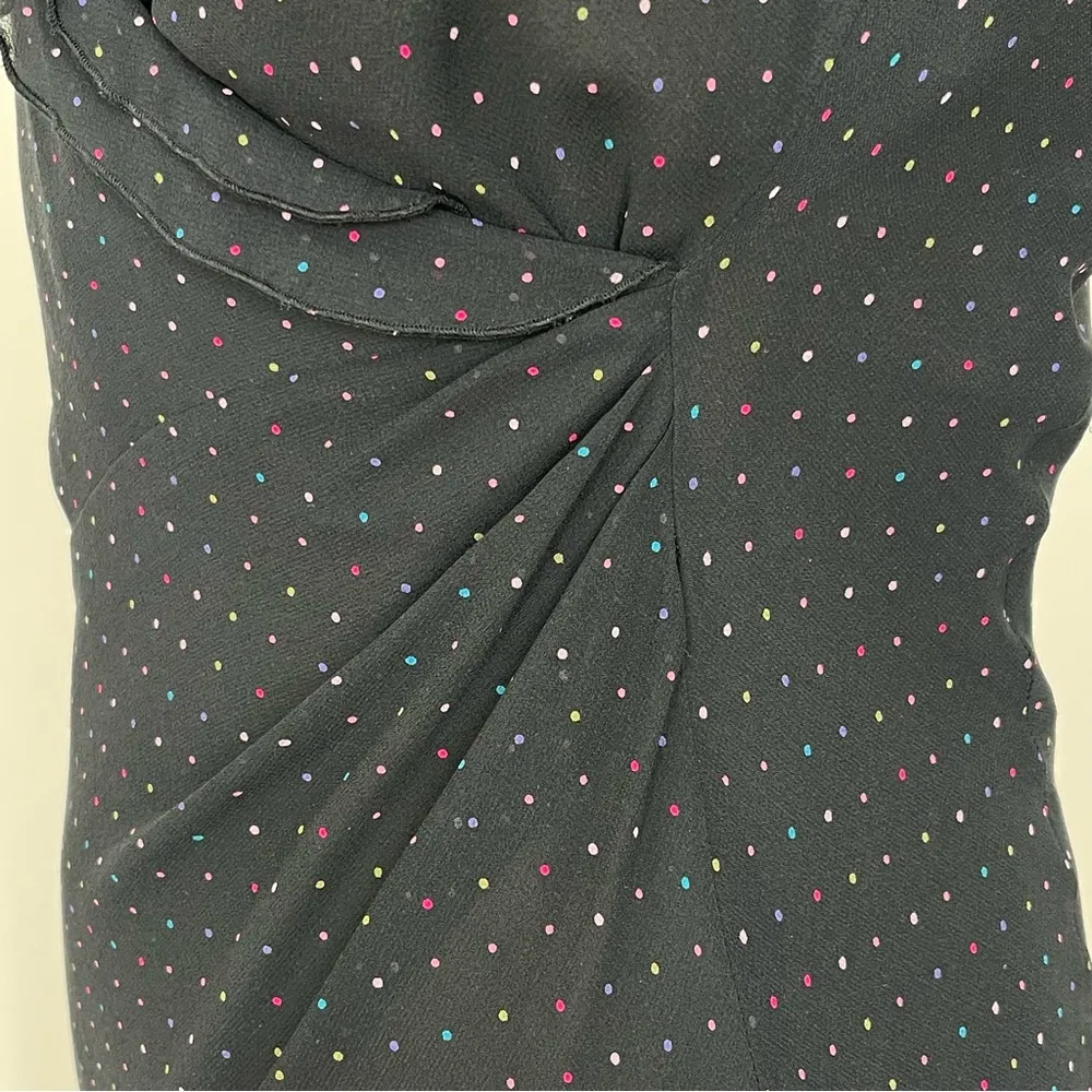 Express Vintage Y2K Micro Dot Silk Dress Women’s Size 5/6 Whimsigoth Fairycore Black - Image 8