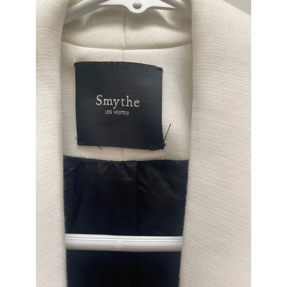 SMYTHE LES VESTES VINTAGE SHORT SLEEVE BLAZER SMALL White - Image 2