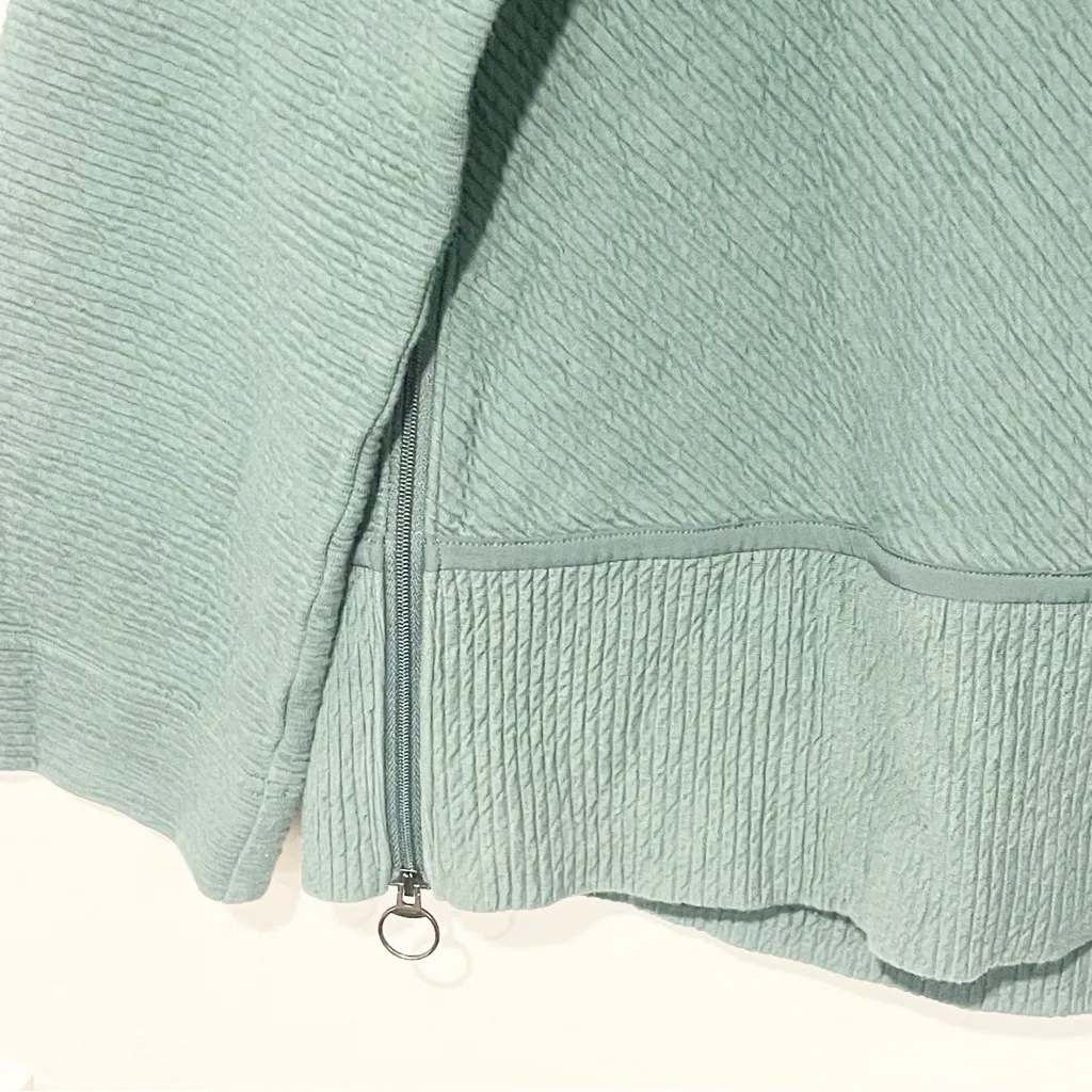 Lululemon Size 6 Green Ribbed On Repeat Mock Neck‎ Side Zip Pullover - Image 4