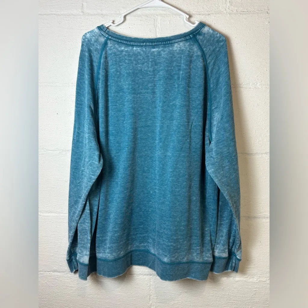 HANNAH Woman’s Lightweight Casual Comfy “Washed Out” Crewneck Pullover Size XL Blue - Image 5