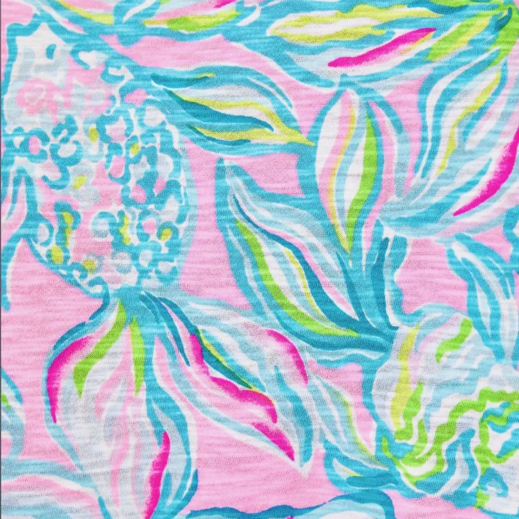 Lilly Pulitzer Etta Vneck Top Pelican pink Off the scales, size M relaxed, NWT - Image 12