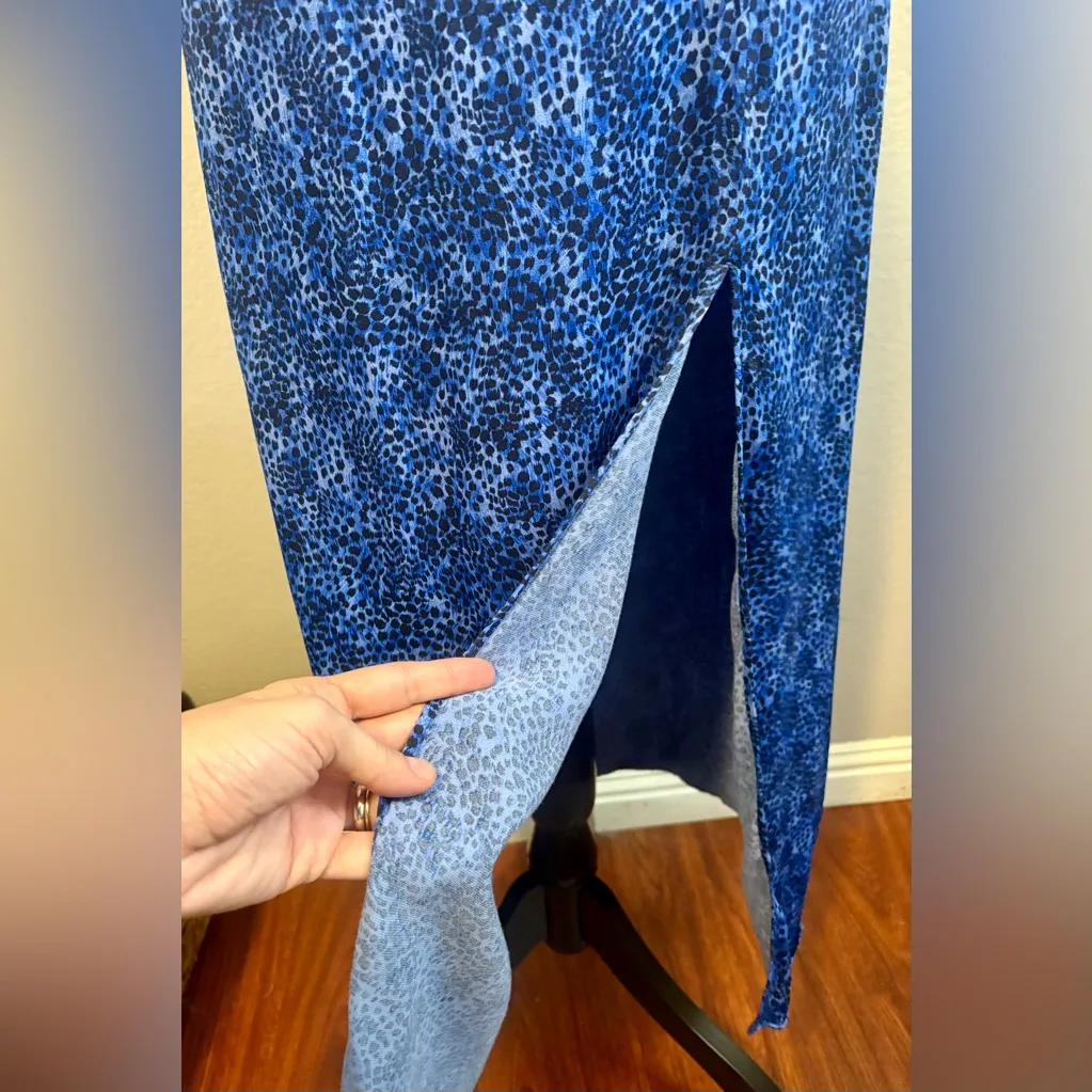 & OTHER STORIES Paris Atelier Blue Leopard Print Midi Skirt - Image 6