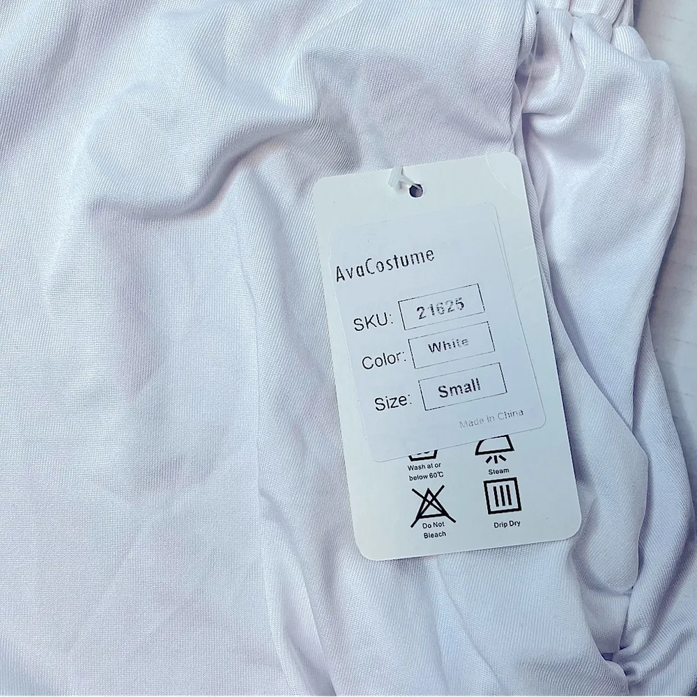 Ava Costume Ladies White Ruched Harem Elastic Waist Shorts Pockets Size S New! - Image 5