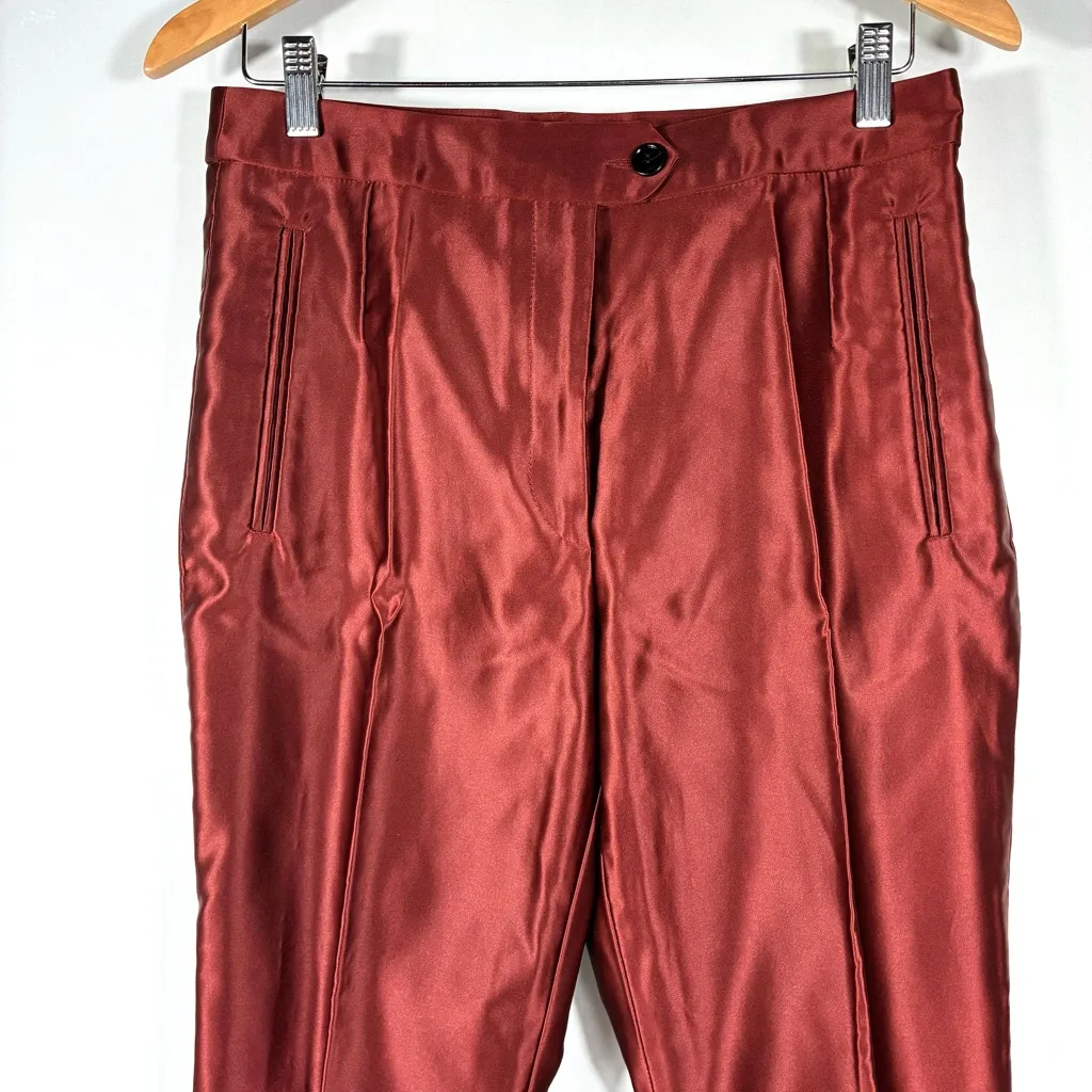 Dries Van Noten Slim Satin Crop Pants Rust 40 FR 8 US NEW - Image 10