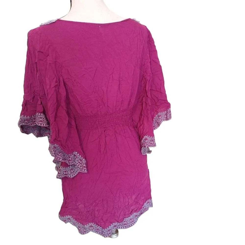 Charming Charlie Size Small Purple Grey Gray Blouse Embroidered Flowy Chic Boho - Image 4