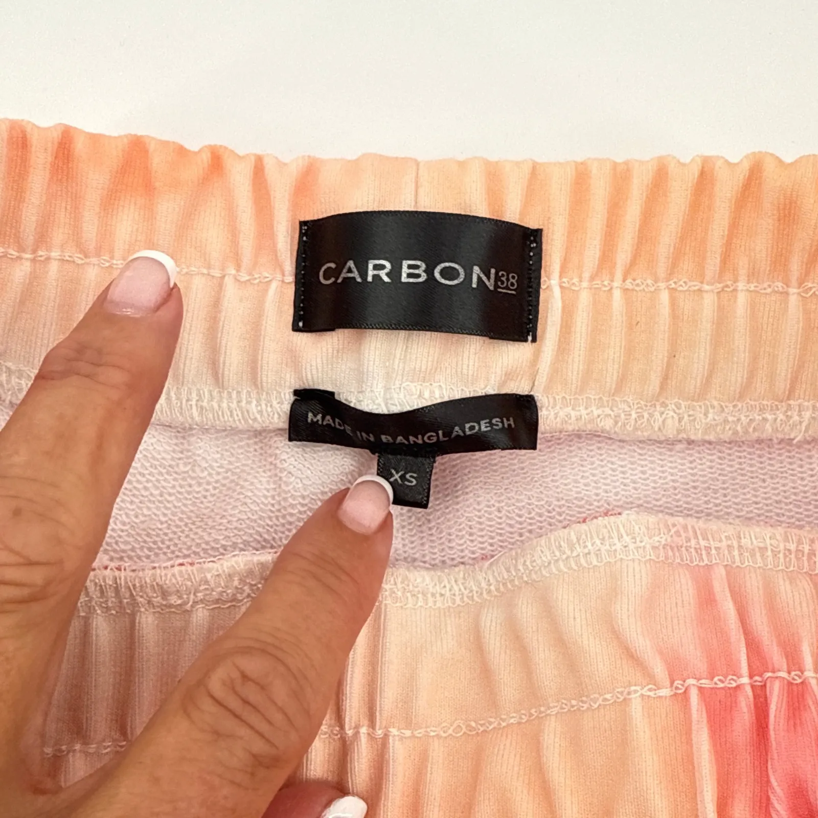 Carbon38 Palm Print Tropical Sweatshirt & Jogger Lounge Set Small Shirt XS Pants Pink - Image 9