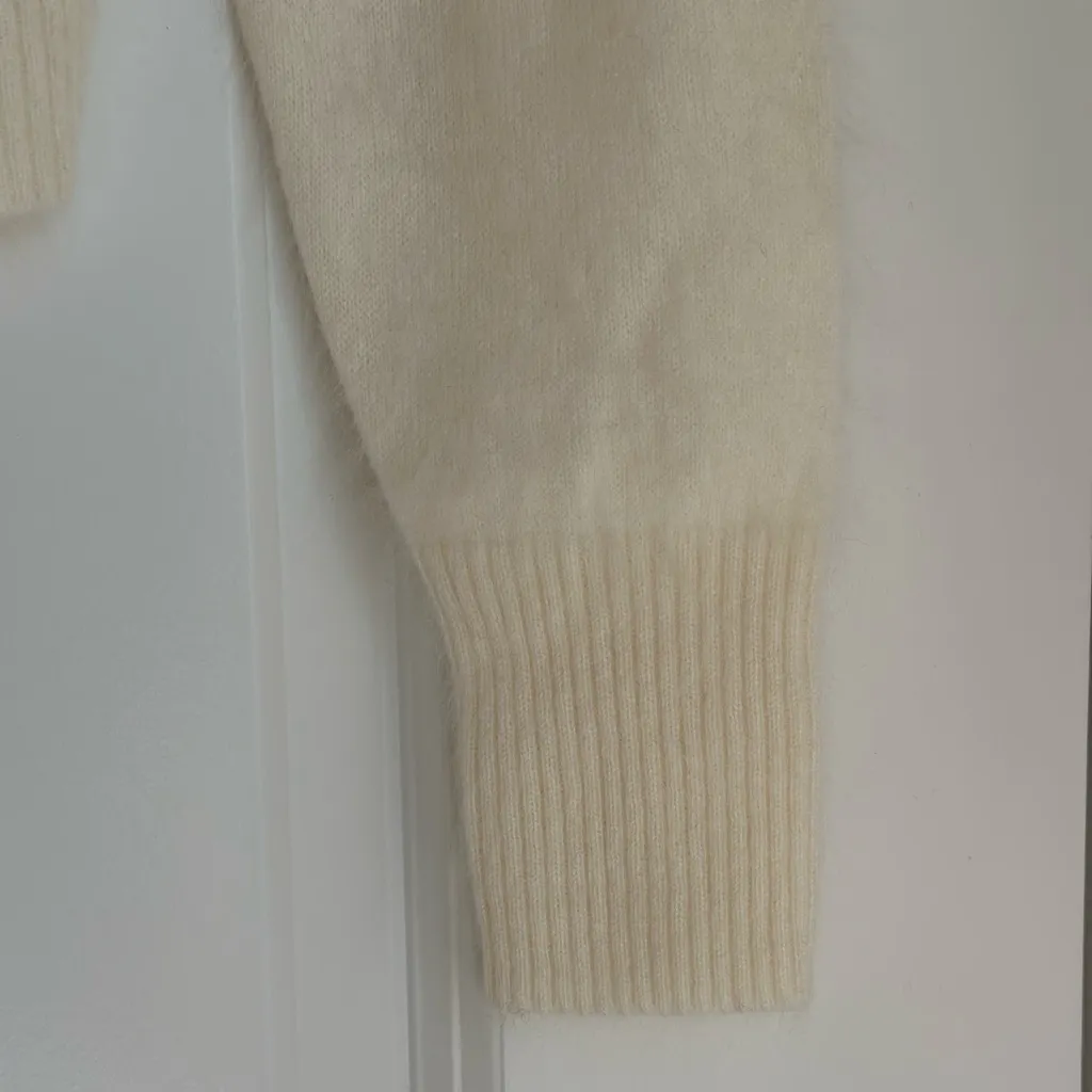 J.Crew Brushed Cashmere Cropped Cardigan Sweater in Warm Ivory, Size X-Small - Image 6