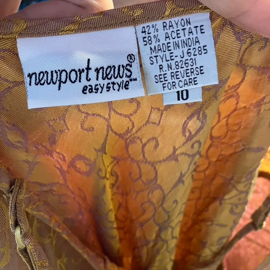 Vintage Newport News Slip Dress 10 4 Gold Jacquard Satin Maxi Y2K Fairy 90's - Image 11