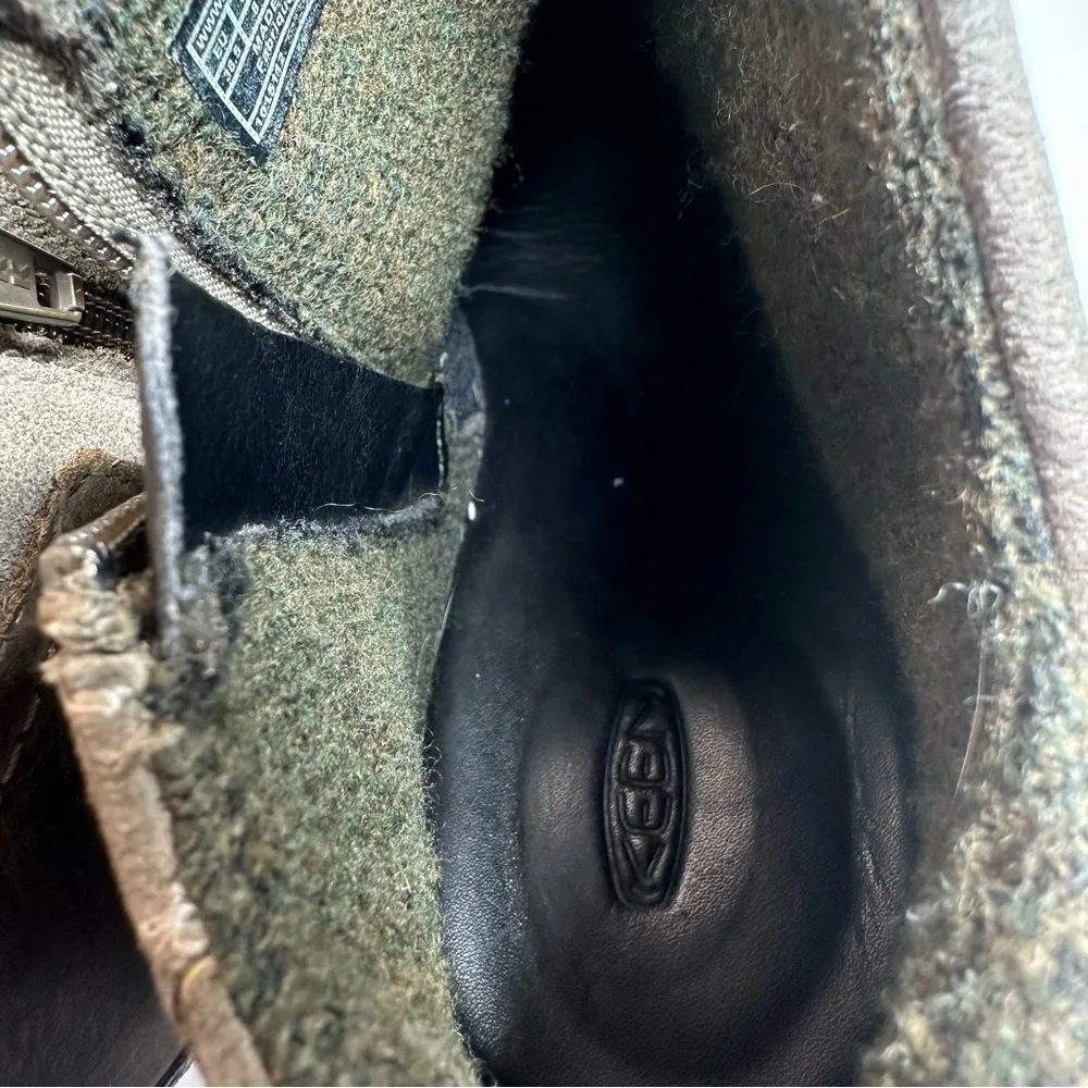 Keen Leather Booties Wedge Heel Chukka Boots Taupe Brindle Sz 8 38.5 Brown Lined - Image 8