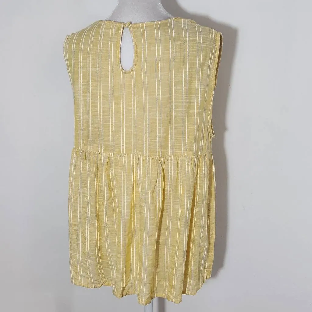 Altar'd State Yellow and Ivory Striped Sleeveless Babydoll Top NWT Size Medium - Image 5
