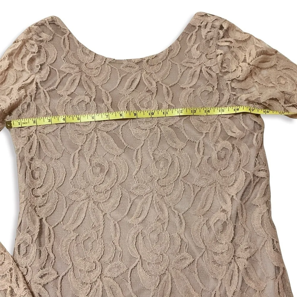 Fire Los Angeles Dress Womens M Dusty Pink Floral Lace Long Sleeve Romantic Boho - Image 4