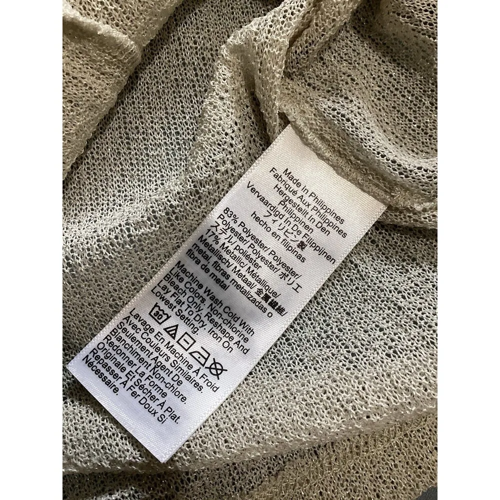 J Crew Collection Sheer Metallic Boatneck Top Light Silver Flawed hole Back XS - Image 6