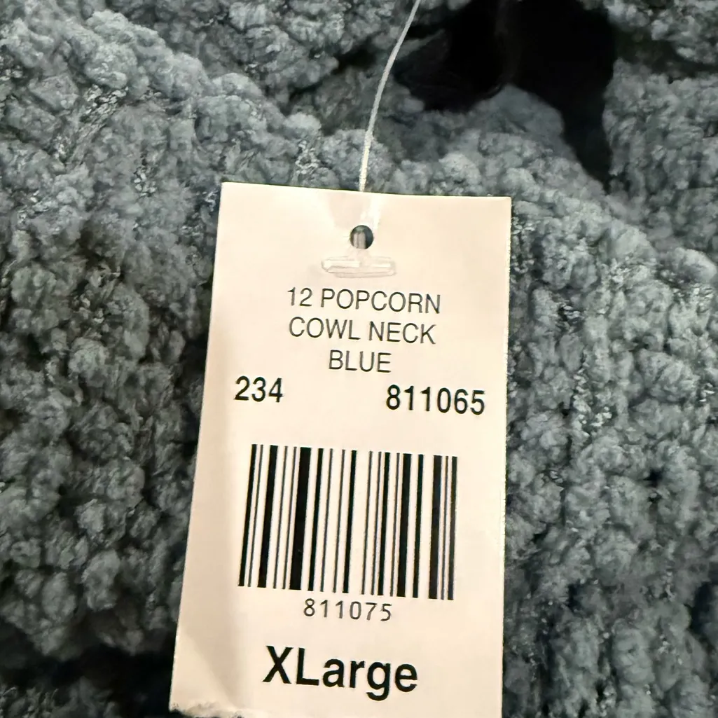 Wallpapher Popcorn Blue/Gray Cowl Neck Sweater Size XL - Image 4
