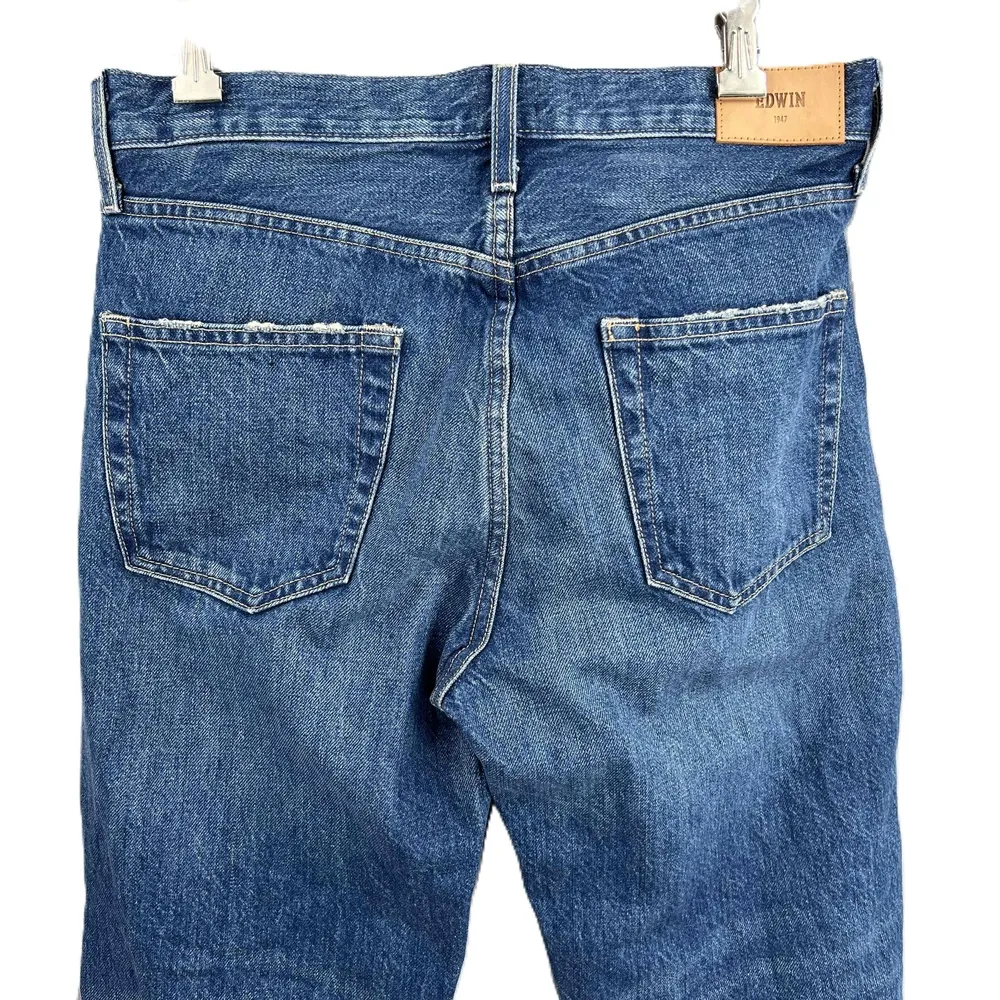 New Edwin Kali Ankle Vintage Straight Jeans Blue Denim Button Fly Women 26 - Image 4