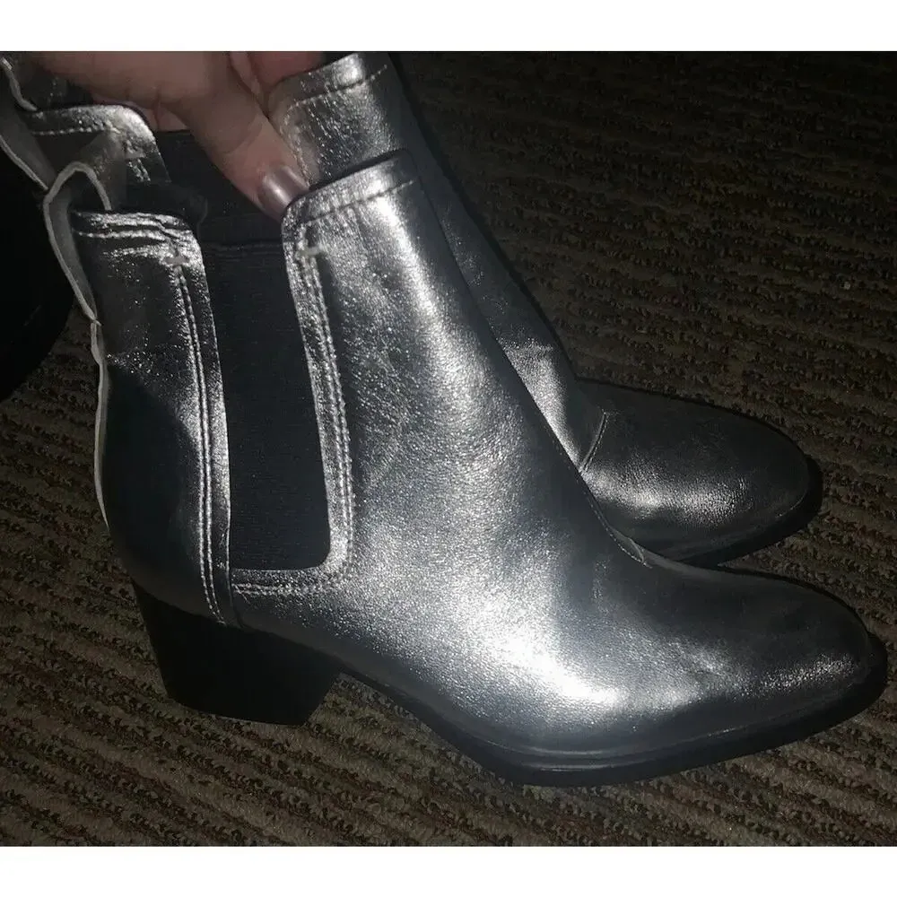 Walker Chelsea Boot Rag & Bone silver metallic spring western ankle classic - Image 3
