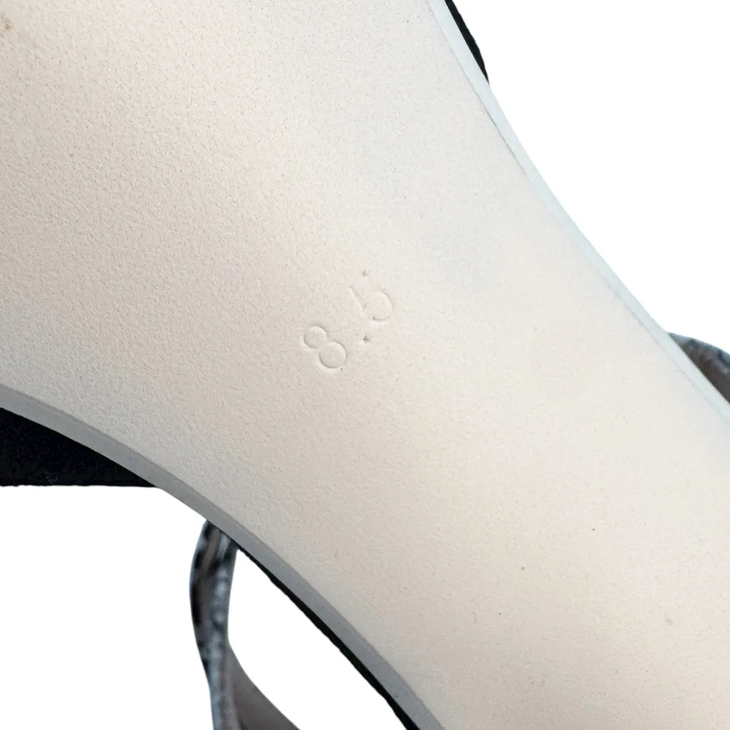 Oilyong Fringed Black Fashion Stiletto Snakeskin Cross Strap Sandals Sz 8.5 - Image 11