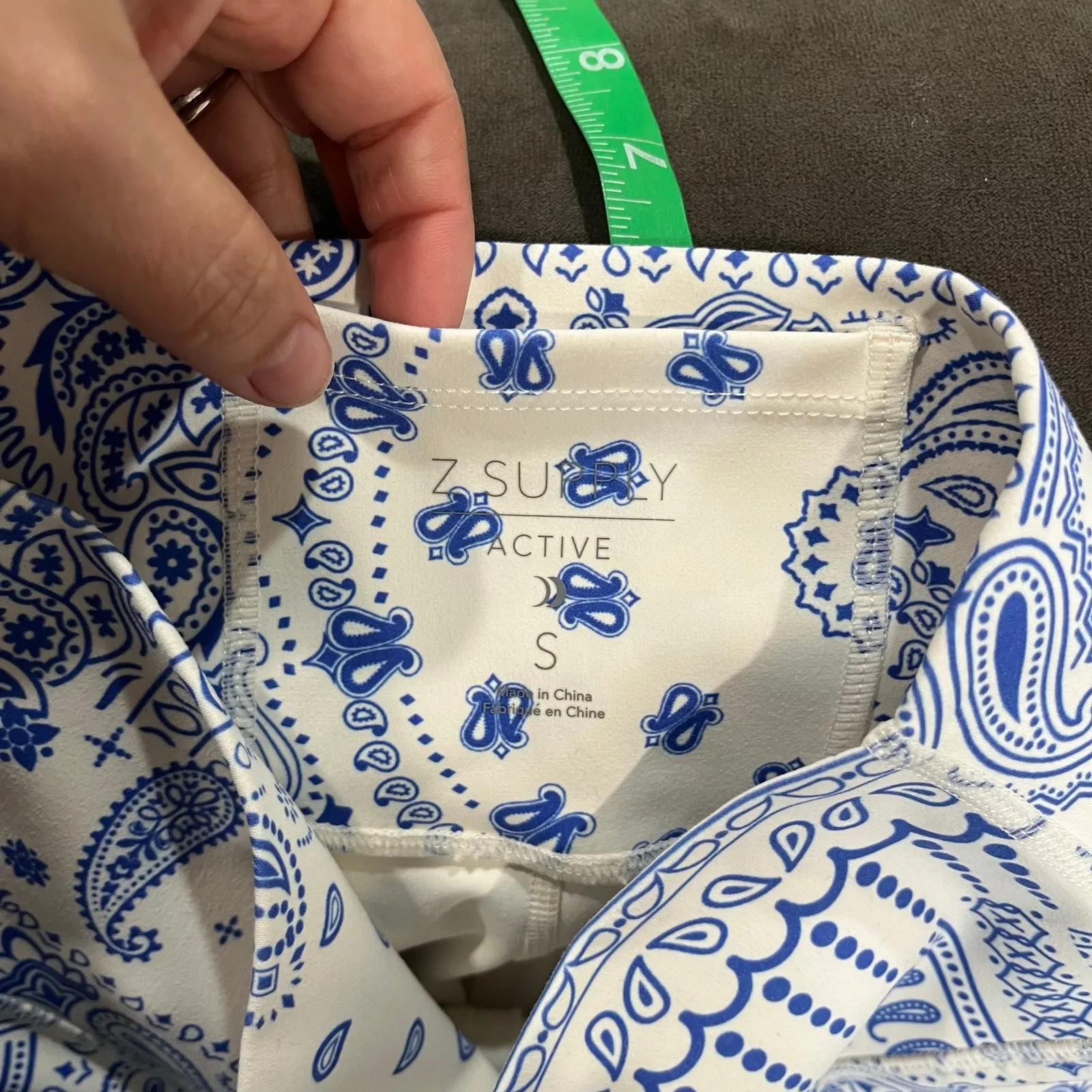 Z Supply Active Bandana 7/8 Leggings Size S Blue Off White Print Yoga Athleisure - Image 8