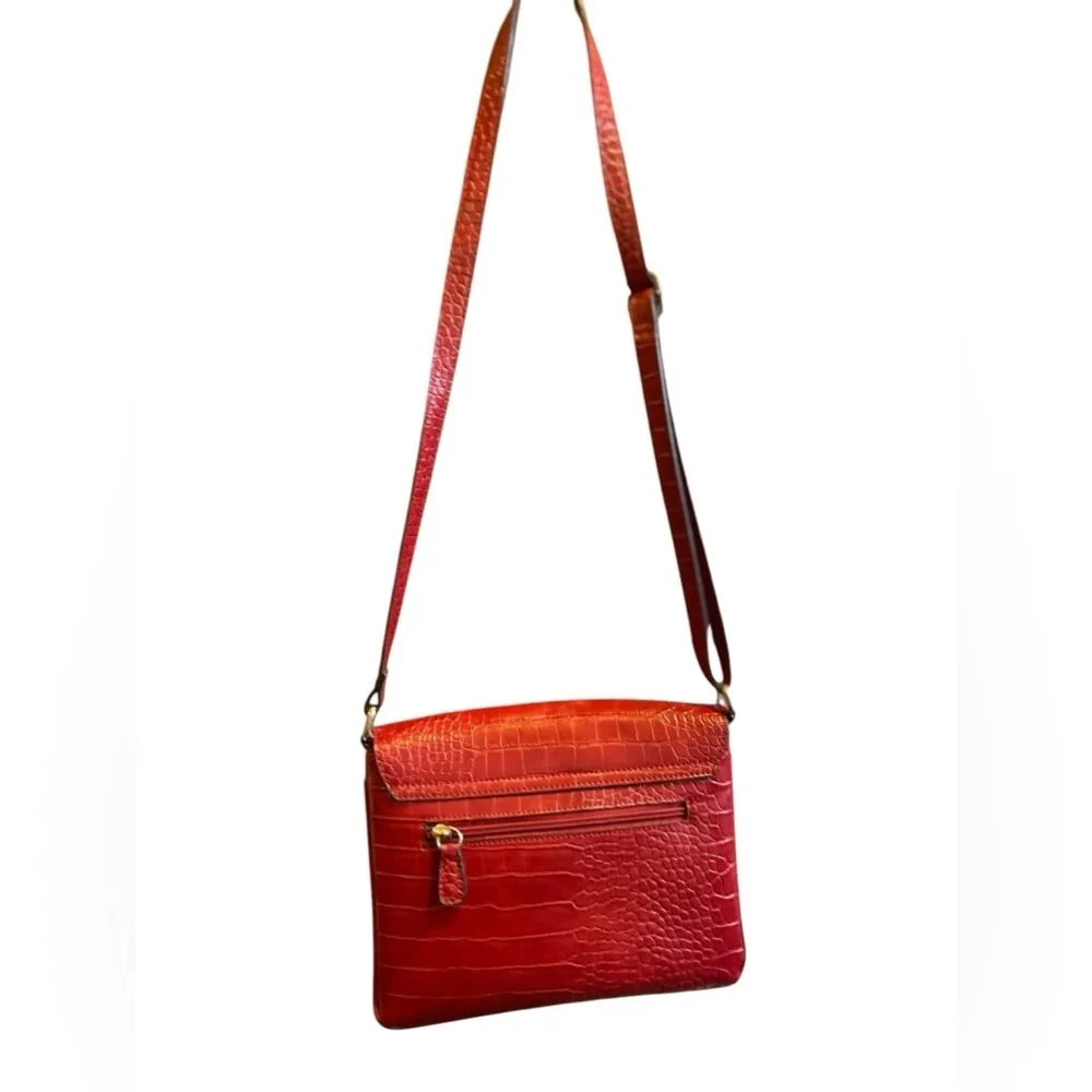 Giani Bernini‎ Women's Red Croc Embossed Crossbody Bag Medium Casual - Image 14