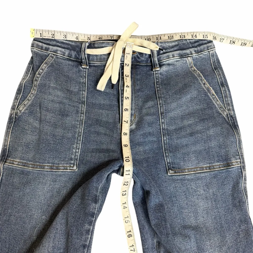 Judy Blue High Waist Medium Wash Drawstring Double Cuffed Jogger Size 9/29 - Image 4