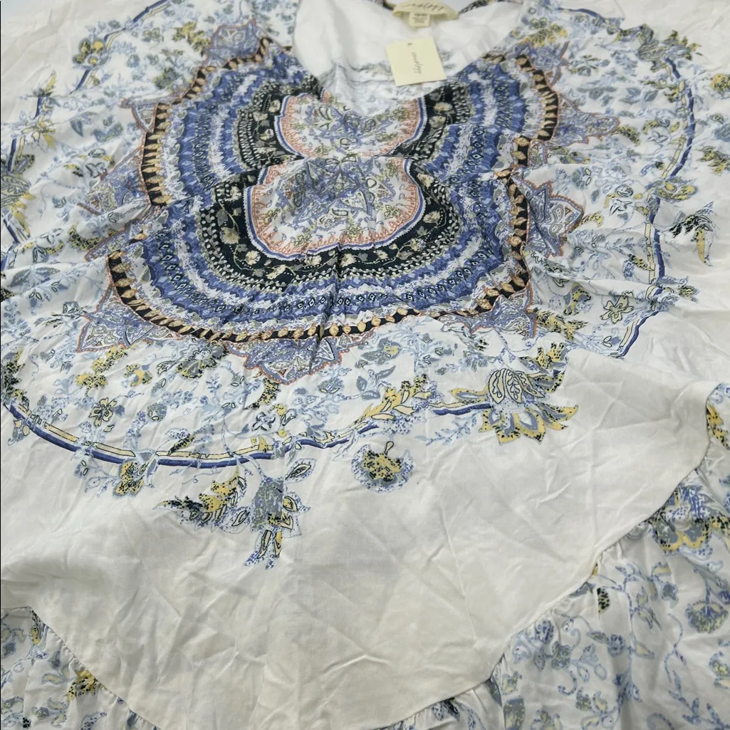 Elegant Blue and White Patterned Blouse Size undefined - Image 7