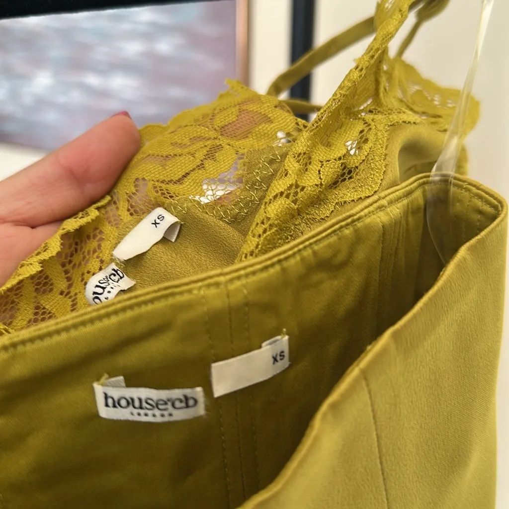 HOUSE OF CB 'Salma' Chartreuse Satin‎ Slip Dress green /Size XS NWOT - Image 17