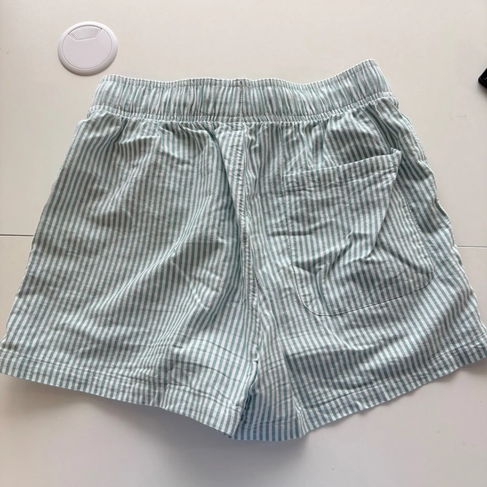 Superdry Striped Lounge Shorts Women Mint White Boxer Drawstring 4 - Image 3