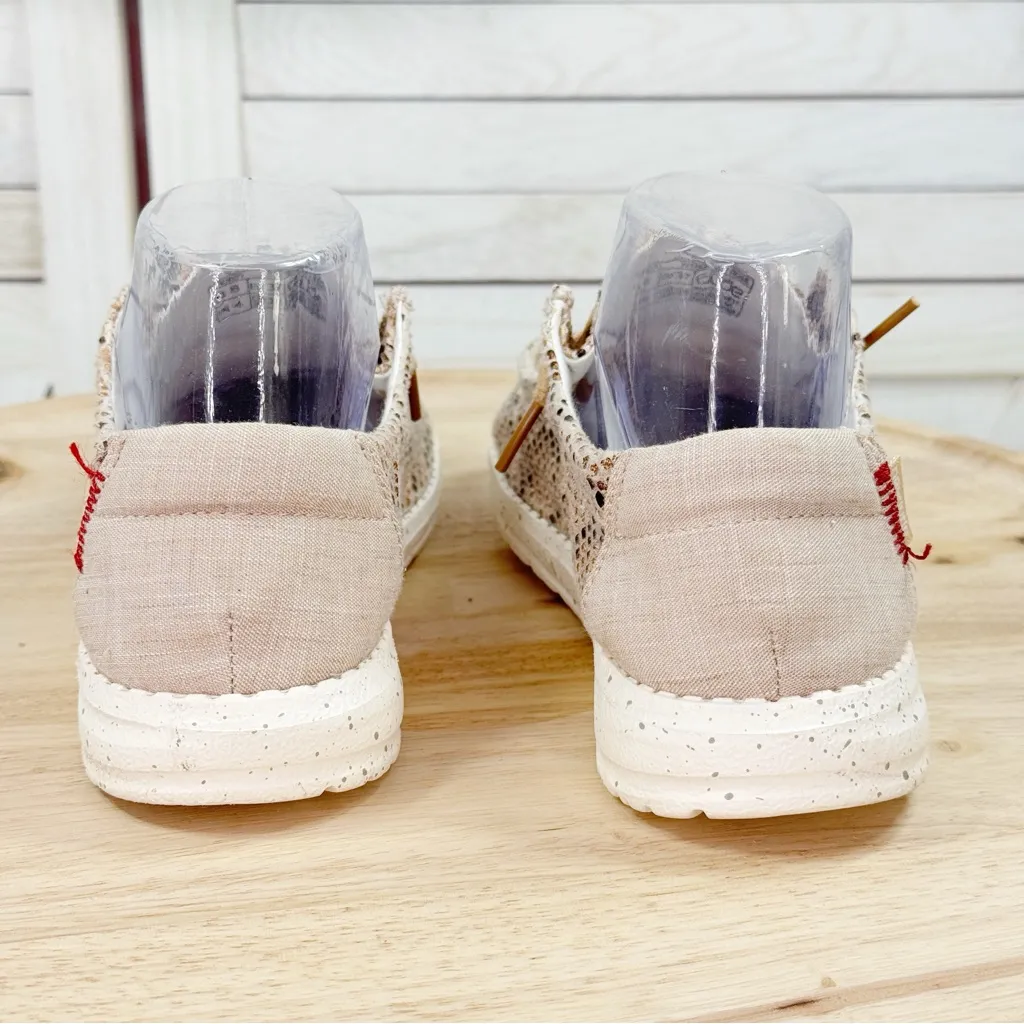 Hey Dude Wendy Python Snake Print Canvas Slip On Loafers Light Rose‎ Tan 6 - Image 6