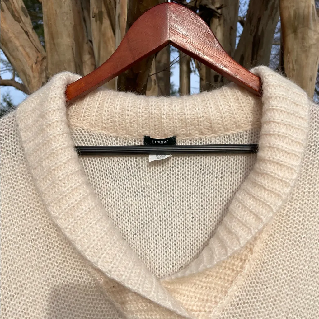 J. Crew Mohair Wool Blend Cream Sweater Cottagecore Boho Luxury Old Money Fairy - Image 4