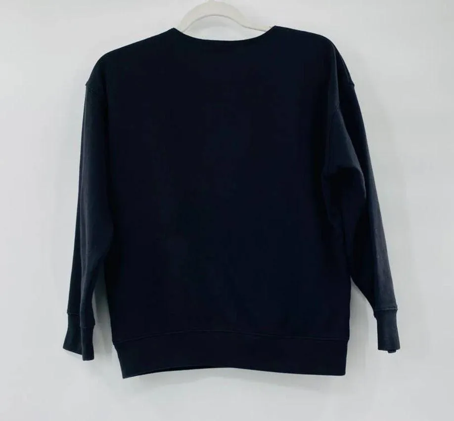 J. Crew Cross Front V-Neck Long Sleeve Elastic Hem Terry Black Top Size Small - Image 9