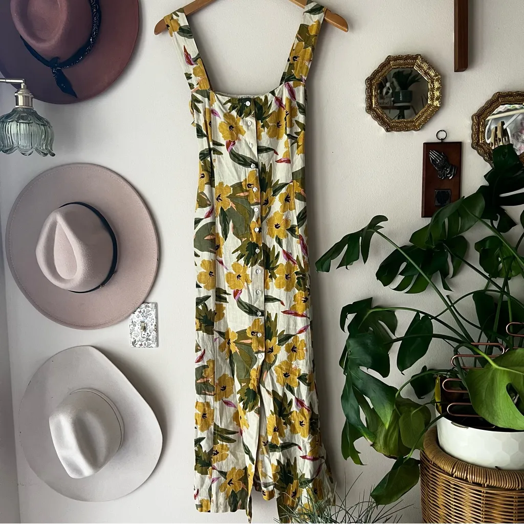 L SPACE Mykonos Tie-Front Cover-Up Dress Women's SIZE SMALL linen blend tropical - Image 3