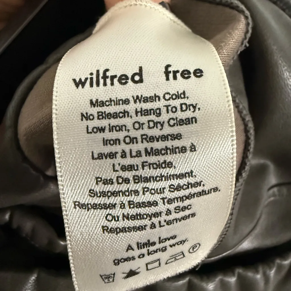 Wilfred Free Olive Green Faux Leather Leggings Size Medium - Image 4