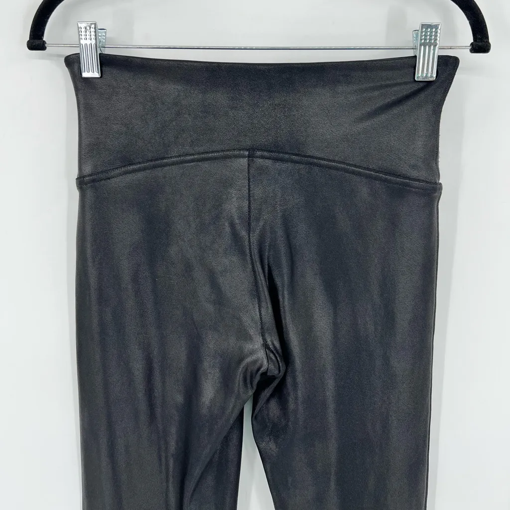 SPANX Faux Leather Leggings Shapewear High Waist Full Length Black Size Large - Image 10