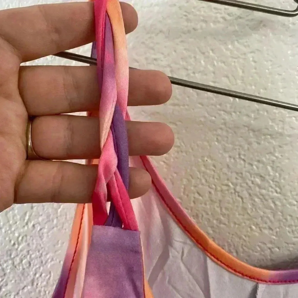 🆕Pink Colorful Tie Dye Trendy U Neck Swing Mini Dress S🆕 Pink - Image 4