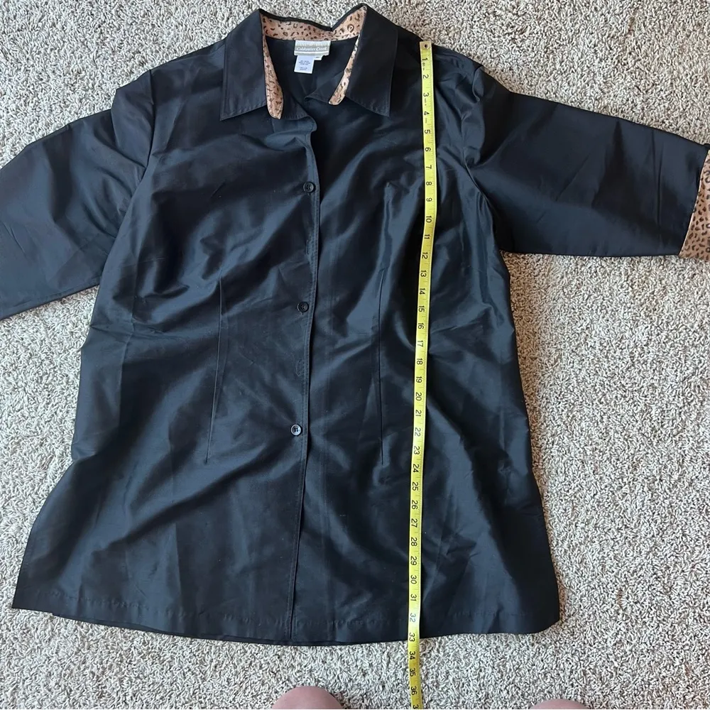 Coldwater Creek 100% SILK Size 2X Black Leopard Animal Print Jacket Shir… - Image 9