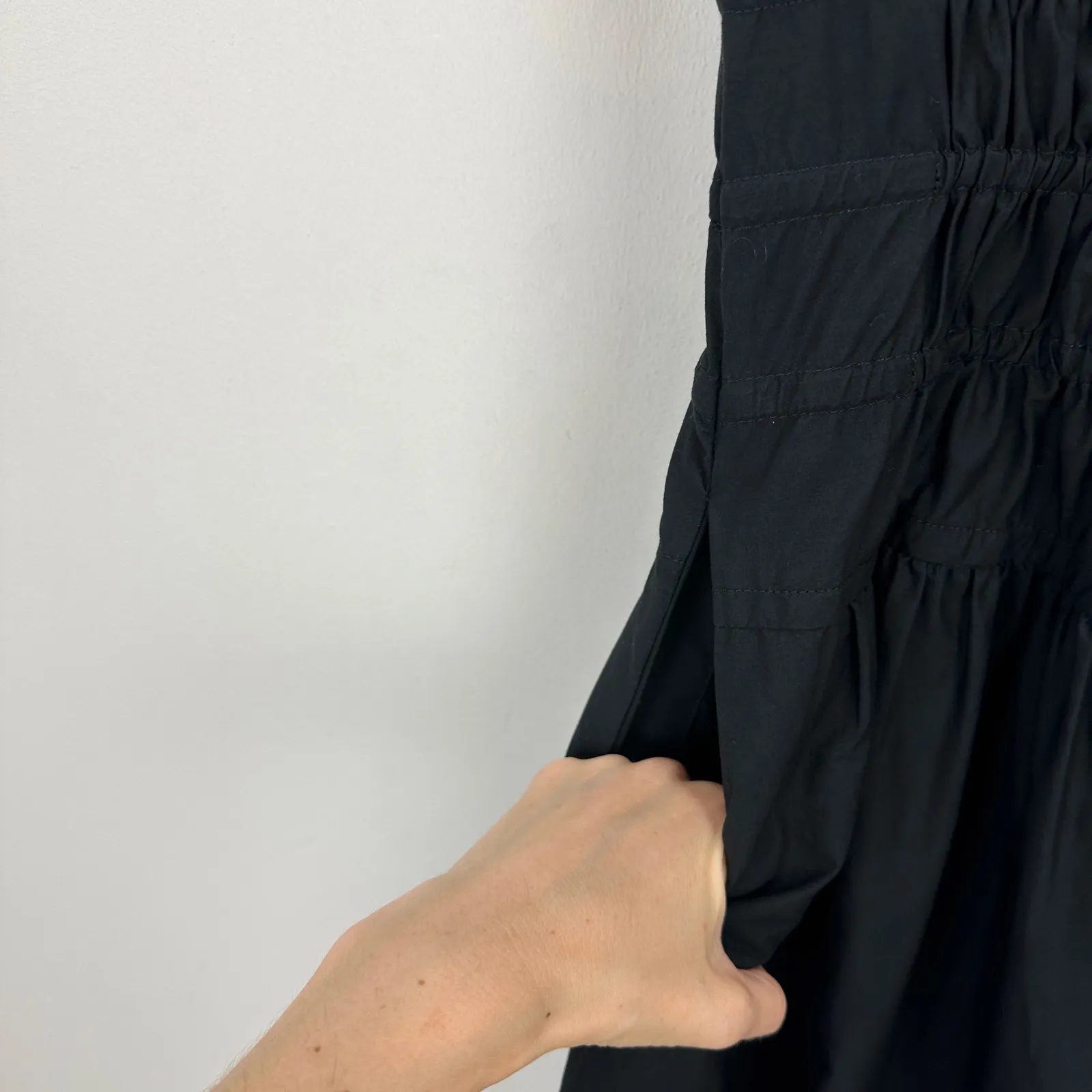 J.Crew Petite Smocked Sleeveless Dress Cotton Poplin Midi A Line Black XXS P NWT - Image 12