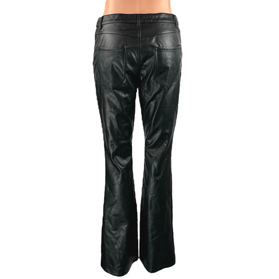 Modcloth Women's Black Faux Leather Vegan Flared Bootcut Trousers Pants Size 8 - Image 3