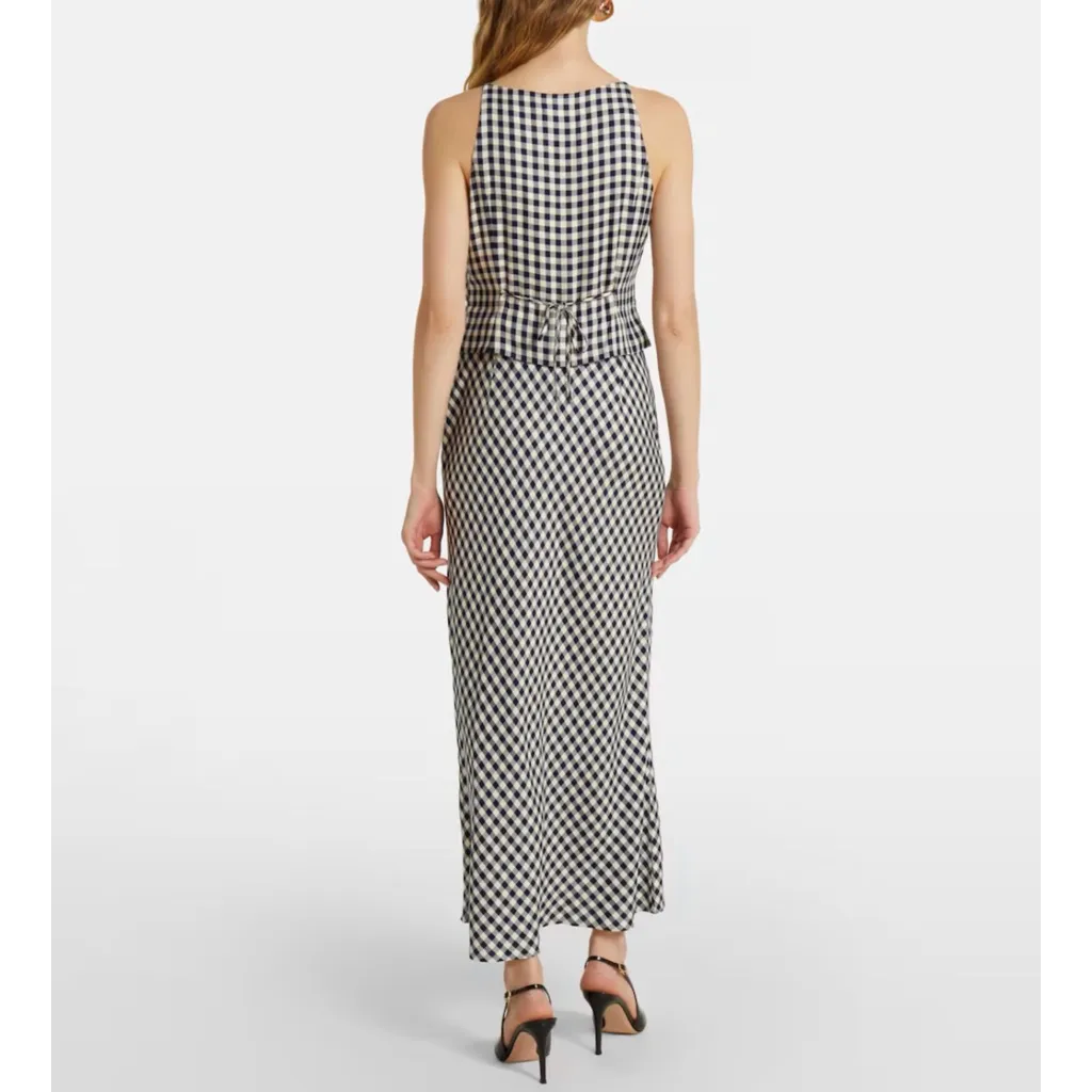 RIXO Kimmy checked maxi dress NEW Black - Image 3