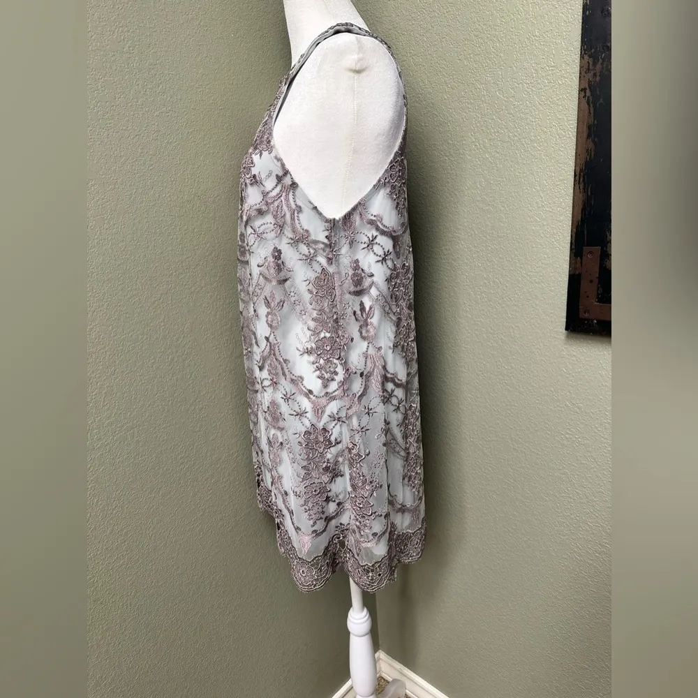 Altar’d State blue & grey floral embroidered lace overlay mini dress - Image 5