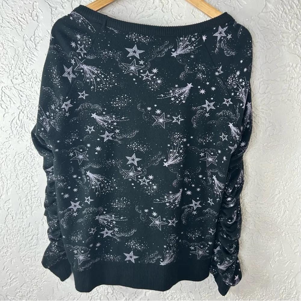 Chaser | Shirred Sleeve Mystical Star Print Whimsical Sweatshirt Size XL - Image 3
